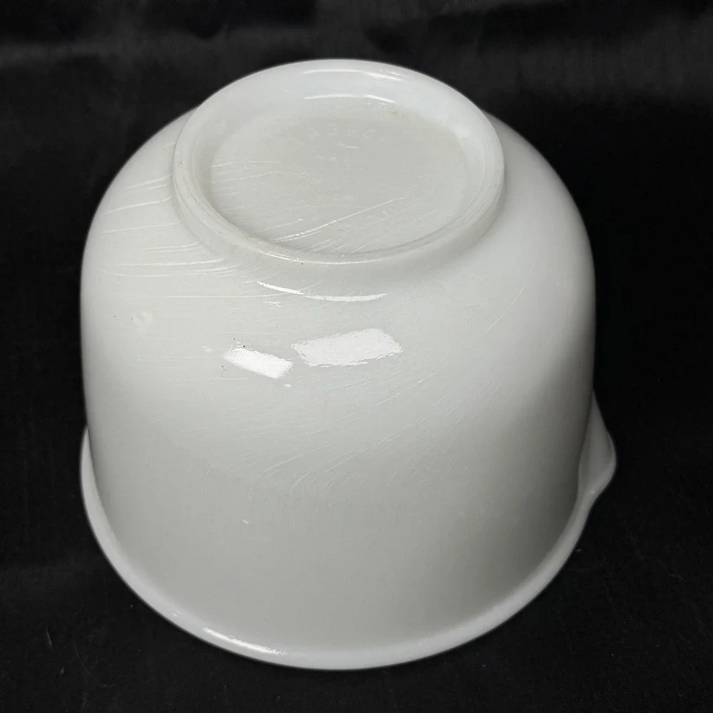 Vintage Glasbake Sunbeam Mixing Bowl White Milk Glass w Pour Spout Made in USA